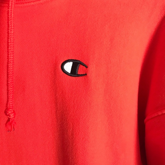 Champion Reverse Weave Polka Dot Spell Out Hoodie Orange Red Sweatshirt - Picture 4 of 7